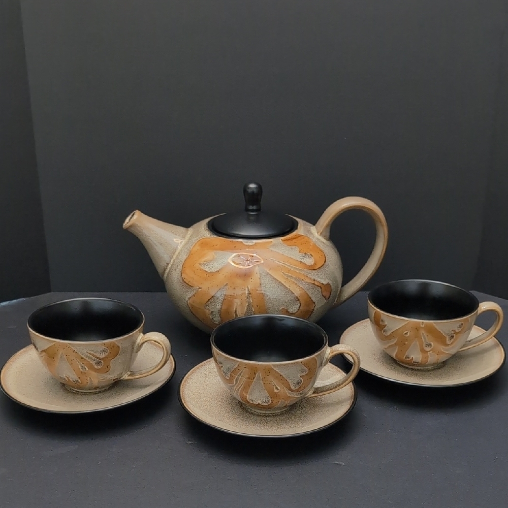 Pier 1 Kioko Stoneware Hand-painted Tea Set.